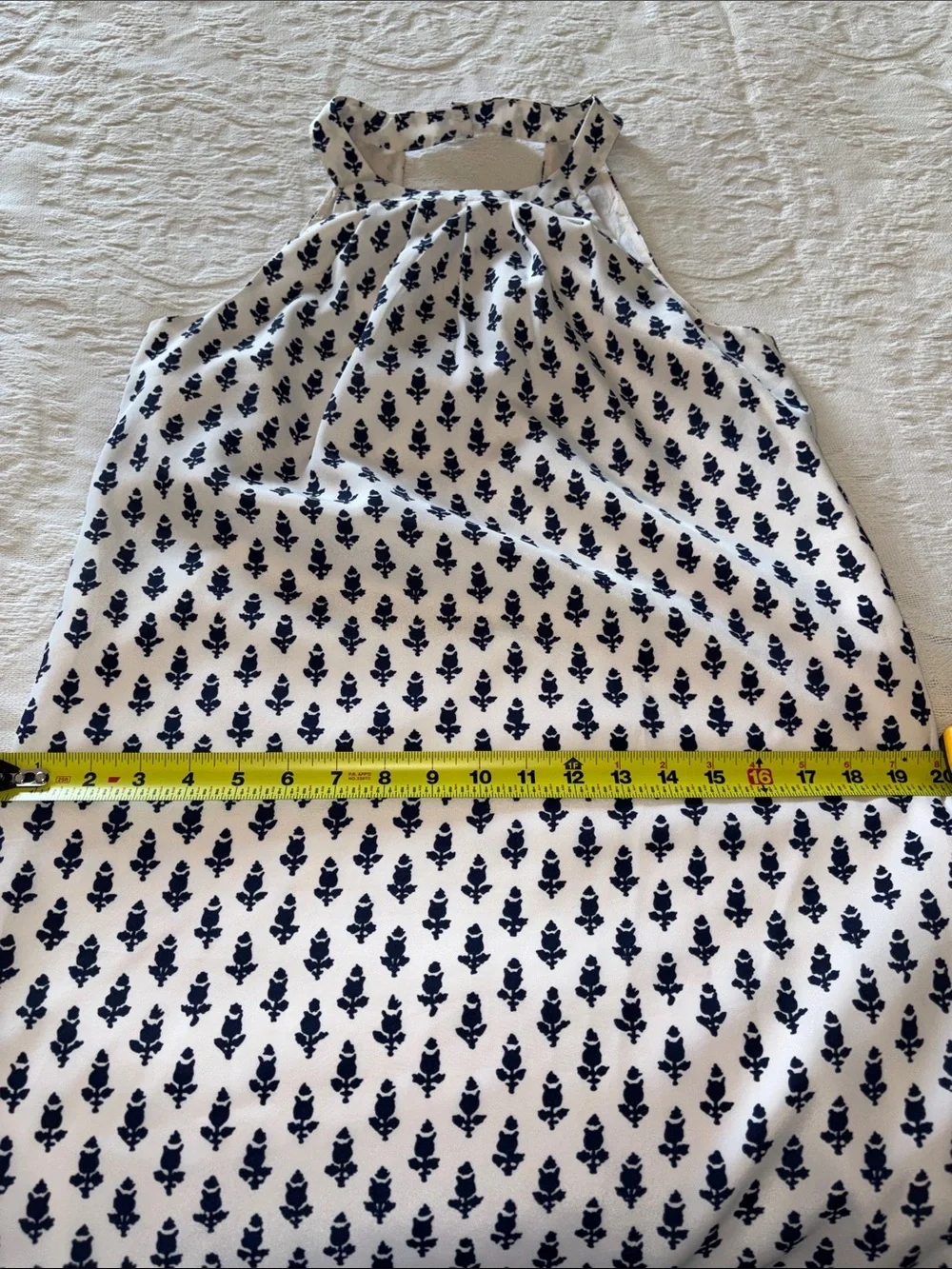 J. Crew Lined Cream Dress with Blue Floral Print EUC 6